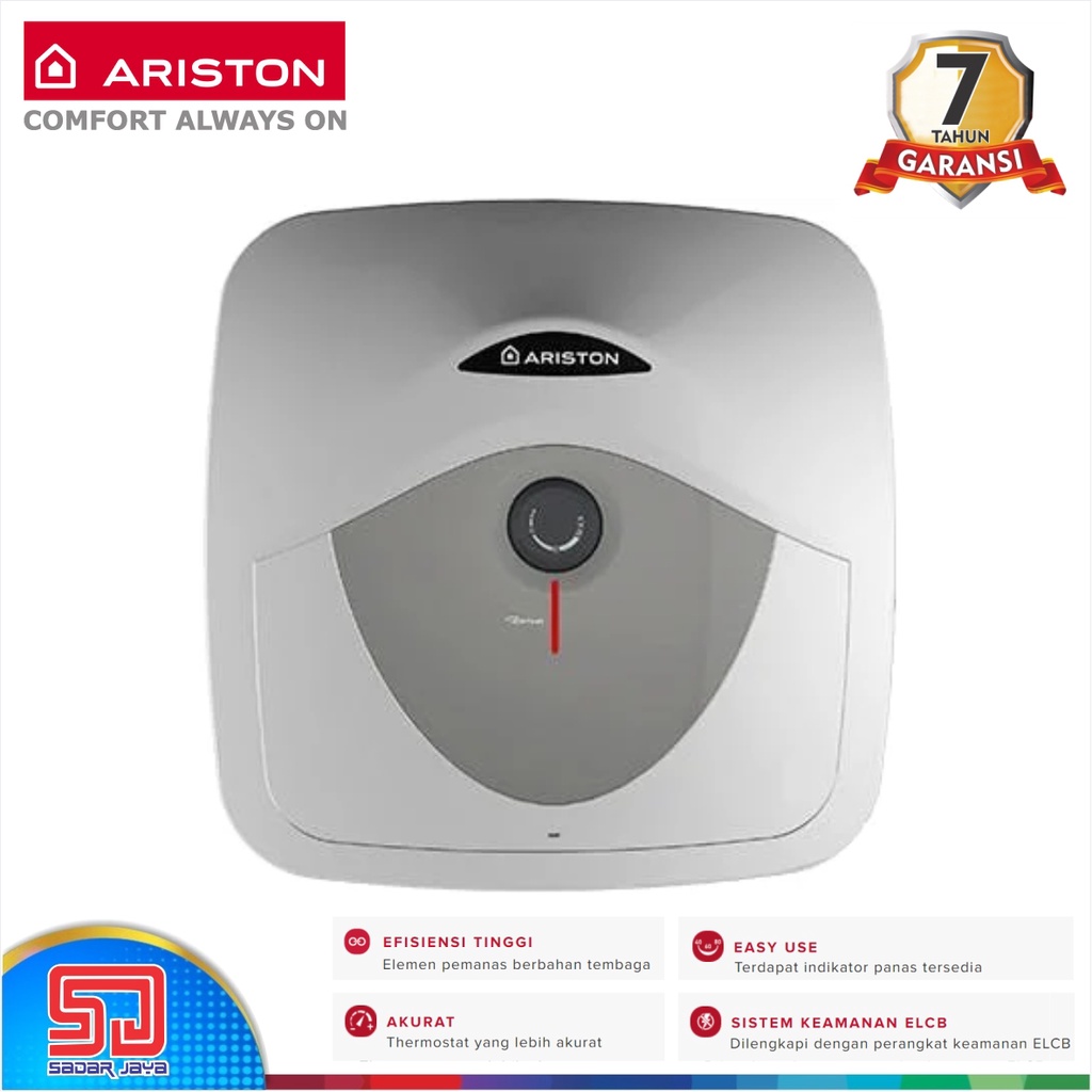 Ariston Andris RS 30 MT 500 watt Listrik Water Heater Pemanas Air AN 30 RS - MT Antibacterial