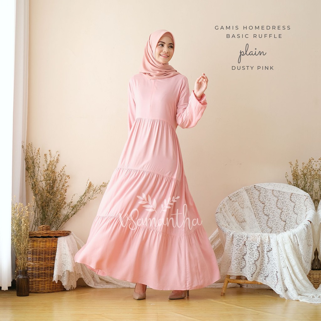 Gamis Homedress Basic Ruffle Plain