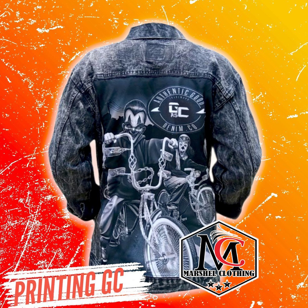 RCL - JAKET JEANS GAMBAR DENIM PRINTING PRIA GC GAMBAR BELAKANG - JAKET JEANS GAMBAR MURAH