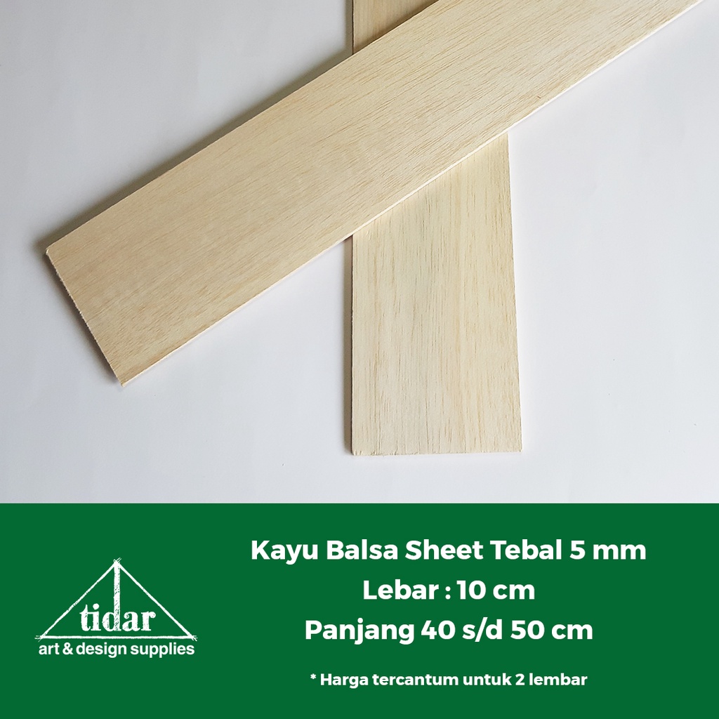 

Kayu Balsa Sheet Tebal 5 mm Lebar 10 cm - Balsa Lembaran - Papan