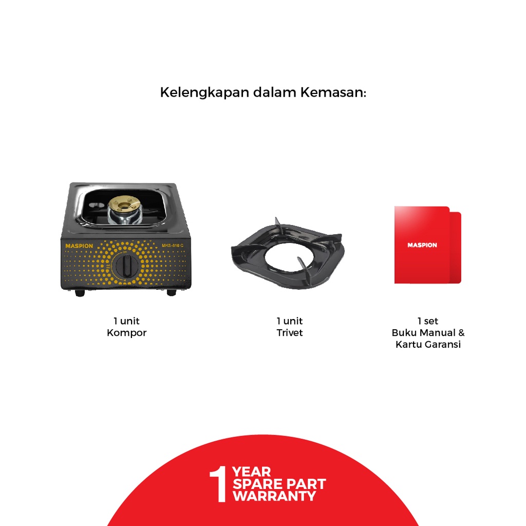 Maspion Kompor Gas 1 Tungku MKS-810 C (COATING)