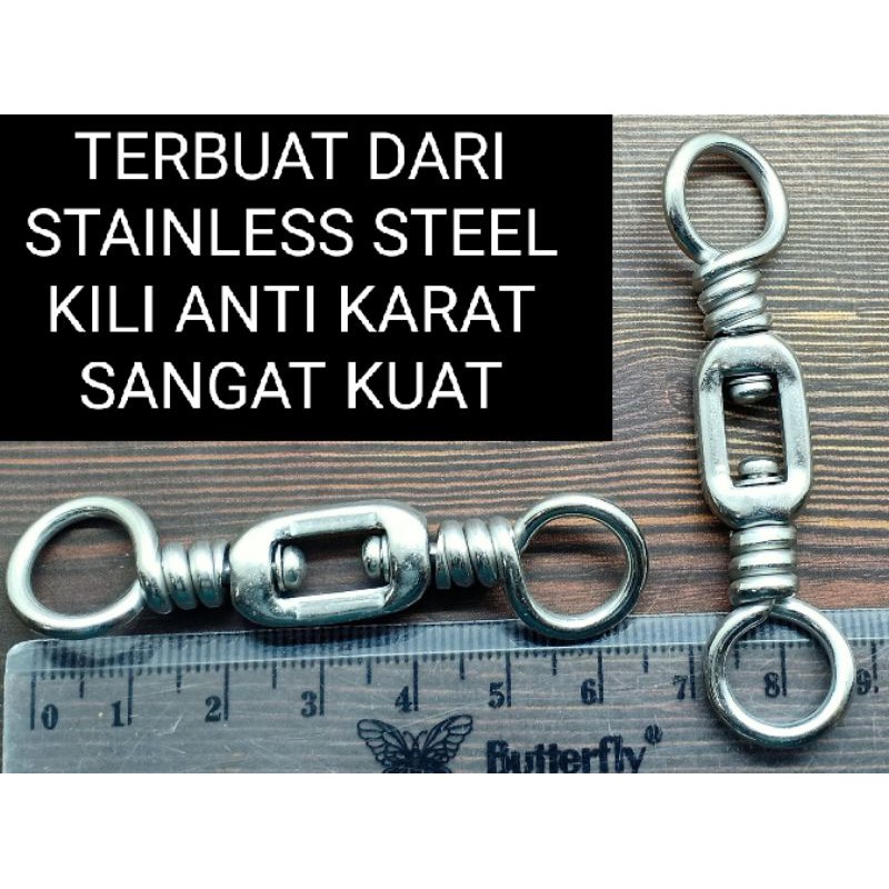 KILI STAINLESS SWIVEL KILI PANCING 6CM 14GRAM STAINLESS STELL PUTAR 3 KILI KUAT KILI PANCING