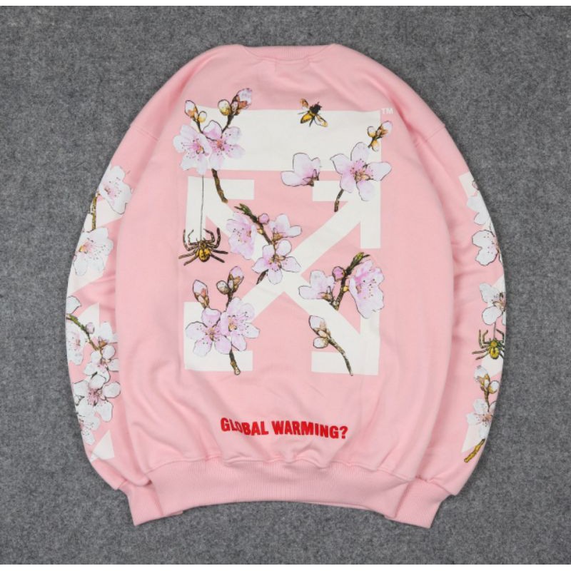 JAKET SWEATER CREWNECK OFF CHERRY BLOSSOM UNISEX PREMIUM QUALITY