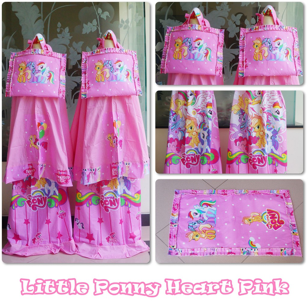 Mukena Little Ponny Heart Pink ( Tas Sajadah )