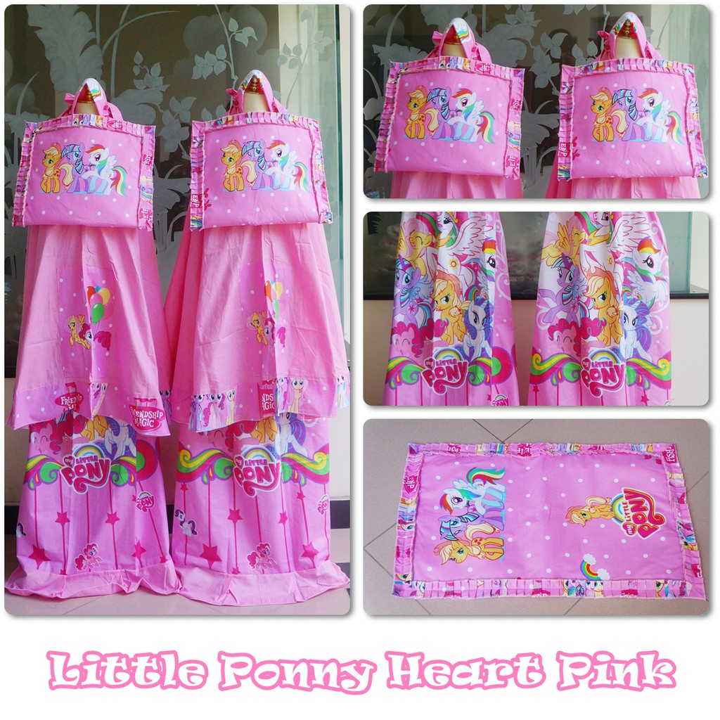 Mukena Little Ponny Heart Pink ( Tas Sajadah )