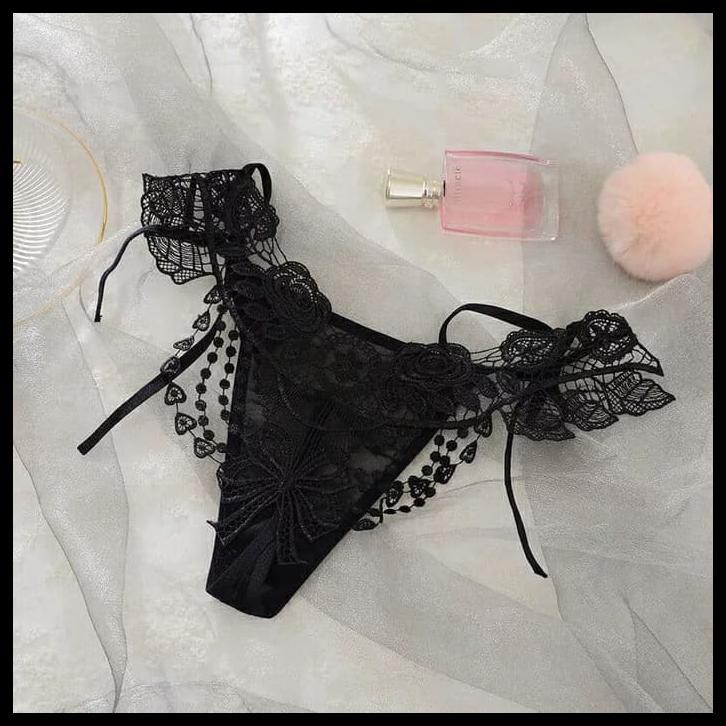 G STRING CELANA DALAM WANITA SEXY CD LINGERIE BIKINI RENDA C077 - MERAH
