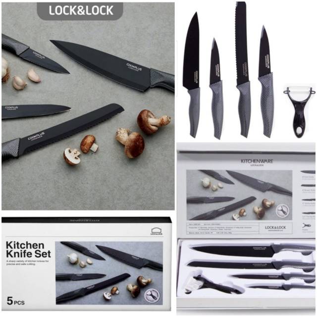 Pisau Set LocknLock isi 5  Black Knife Set Lock n lock