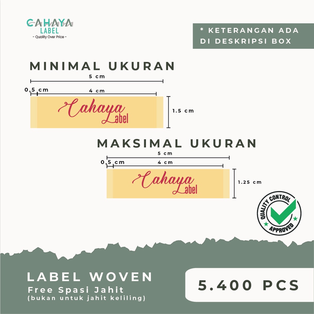 (5.400pcs) 𝐑𝐩𝟗𝟒/𝐩𝐜𝐬 Custom Label Baju Hijab Rajut Woven (FREE HOTCUT) PAKET Murah