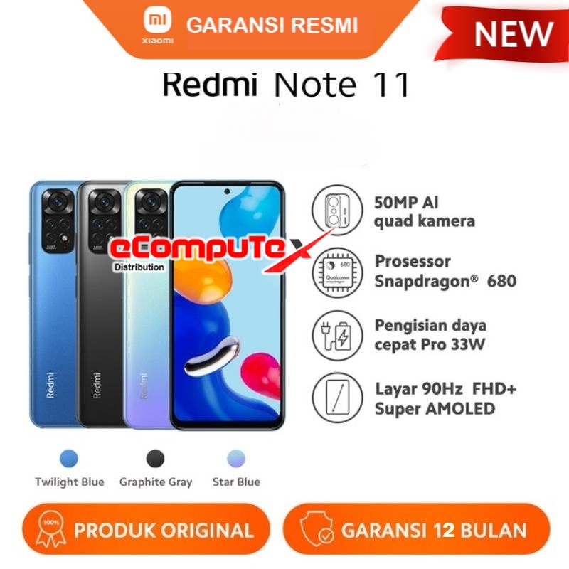 XIAOMI REDMI NOTE 11 4/64 GB RAM 6 ROM 64 90HZ 5000 MAH / HP XIAO MI GARANSI RESMI