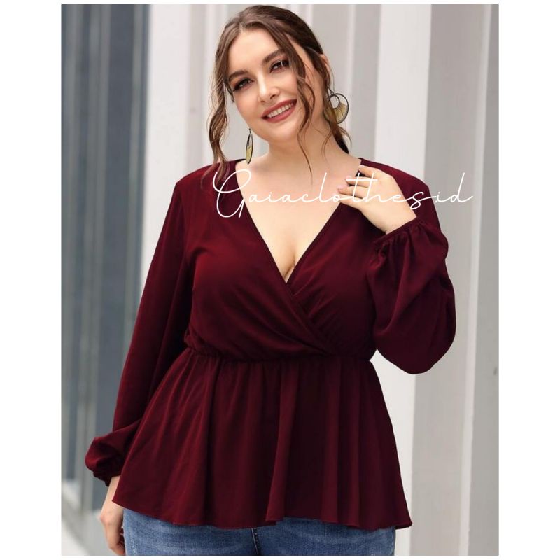 Ketrin Blouse Korea style, Baju Wanita Jumbo kekinian