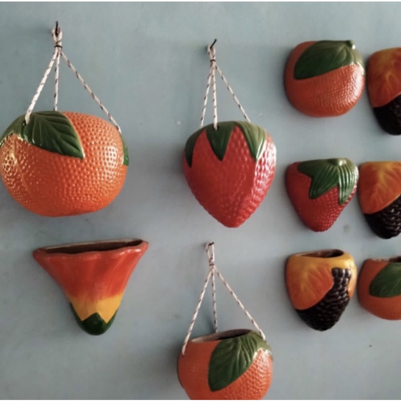 Pot tanah liat model buah buahan // pot keramik dinding