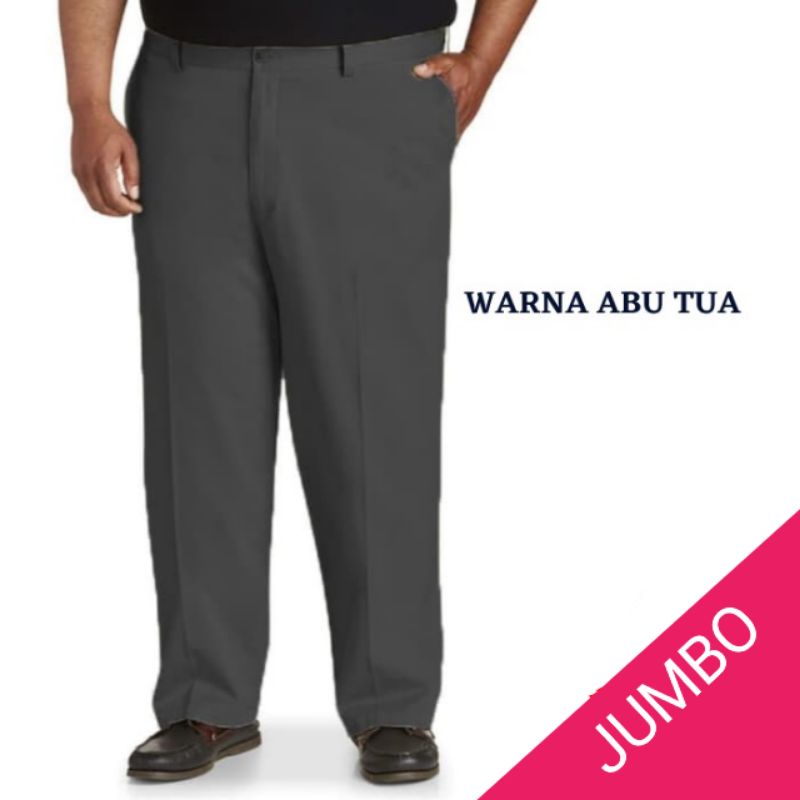 Celana Big Size Pria Clana Celna Panjang Pria Formal Kantor Oversize Bawahan Laki laki Resmi Kerja Kantoran Dasar Bahan Kain Wol Halus Over Size Besar Jumbo Ukuran 38 39 40 41 42 43 44 Warna Hitam Biru Abu abu Tua Coklat Muda Saku Depan Belakang Murah COD