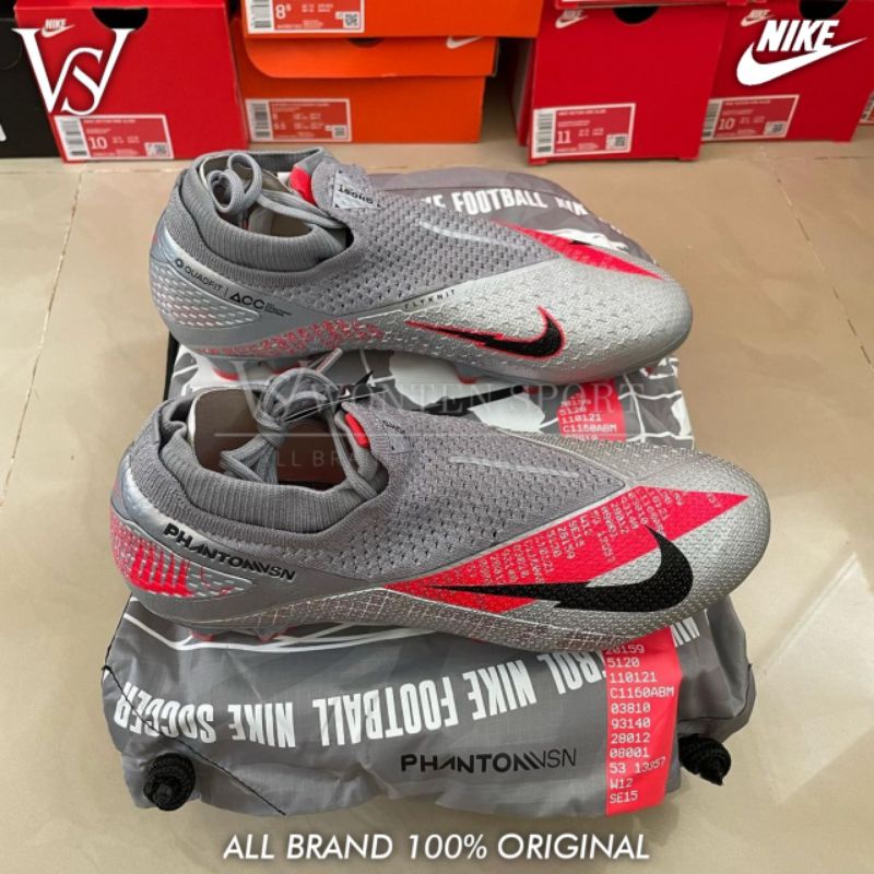 Sepatu Bola Nike Phantom VSN 2 Elite FG Silver Original Top Grade