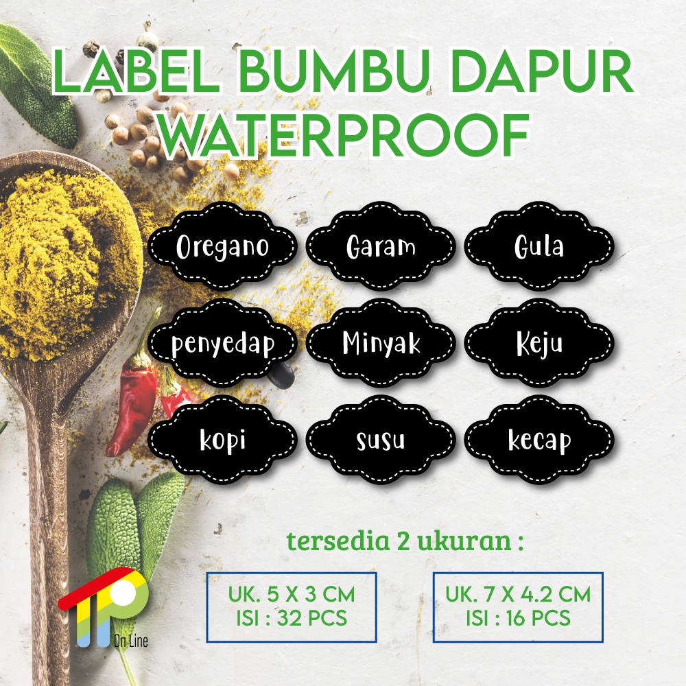 

STIKER LABEL NAMA BUMBU DAPUR WATERPROOF -BISA CUSTOM-