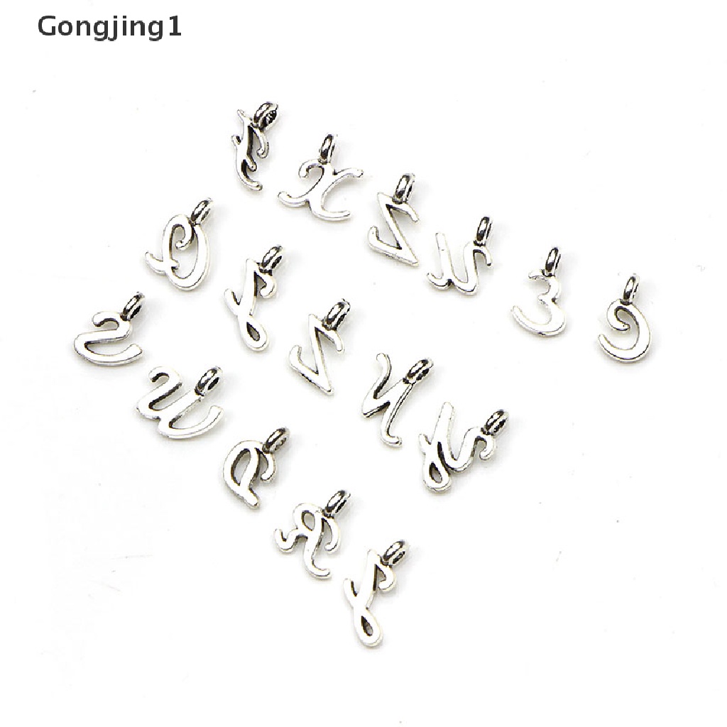 Gongjing1 52Pcs / Set Liontin Silver Tibet Bentuk 26 Huruf A-Z Untuk DIY Perhiasan