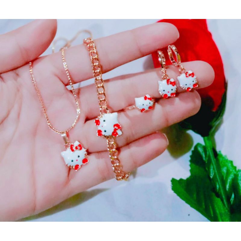 set anak kepala hello Kitty anti karat dan berlapis emas 18k 766