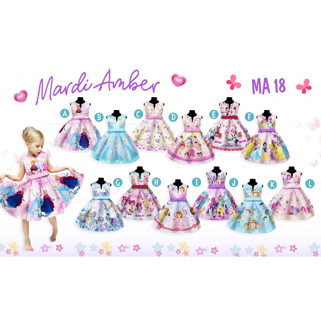 MA18 DRESS ANAK FROZEN LITTLEPONY KODE ABCDEF