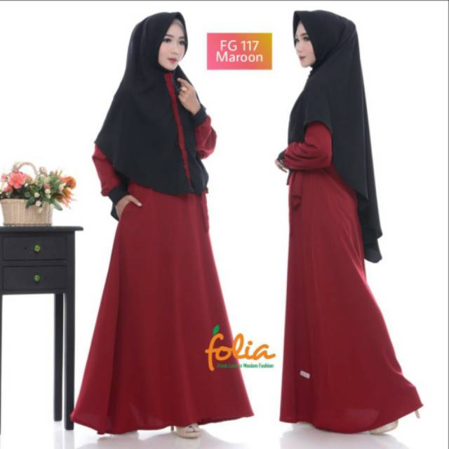 Gamis set,,Gamis polos,Gamis folia fg 117