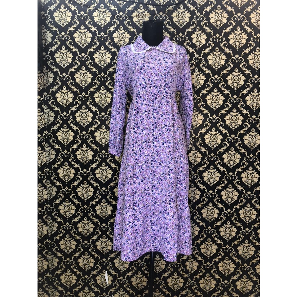 Jual Midi Dress Free Belt Midi Dress Tunik Gamis Polos Bunga Bintik ...