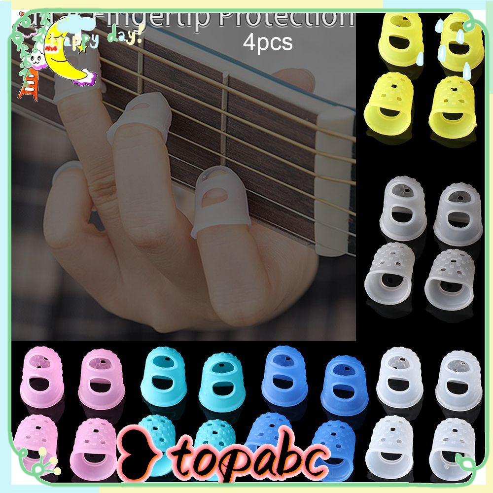 TOP 4pcs/set XS/S/M/L/XL Finger Guards 6 Colors Guitars Press Accessories Guitar Fingertip Protection Antipain Non-slip Silicone High Quality Fingerstall For Ukulele/Multicolor