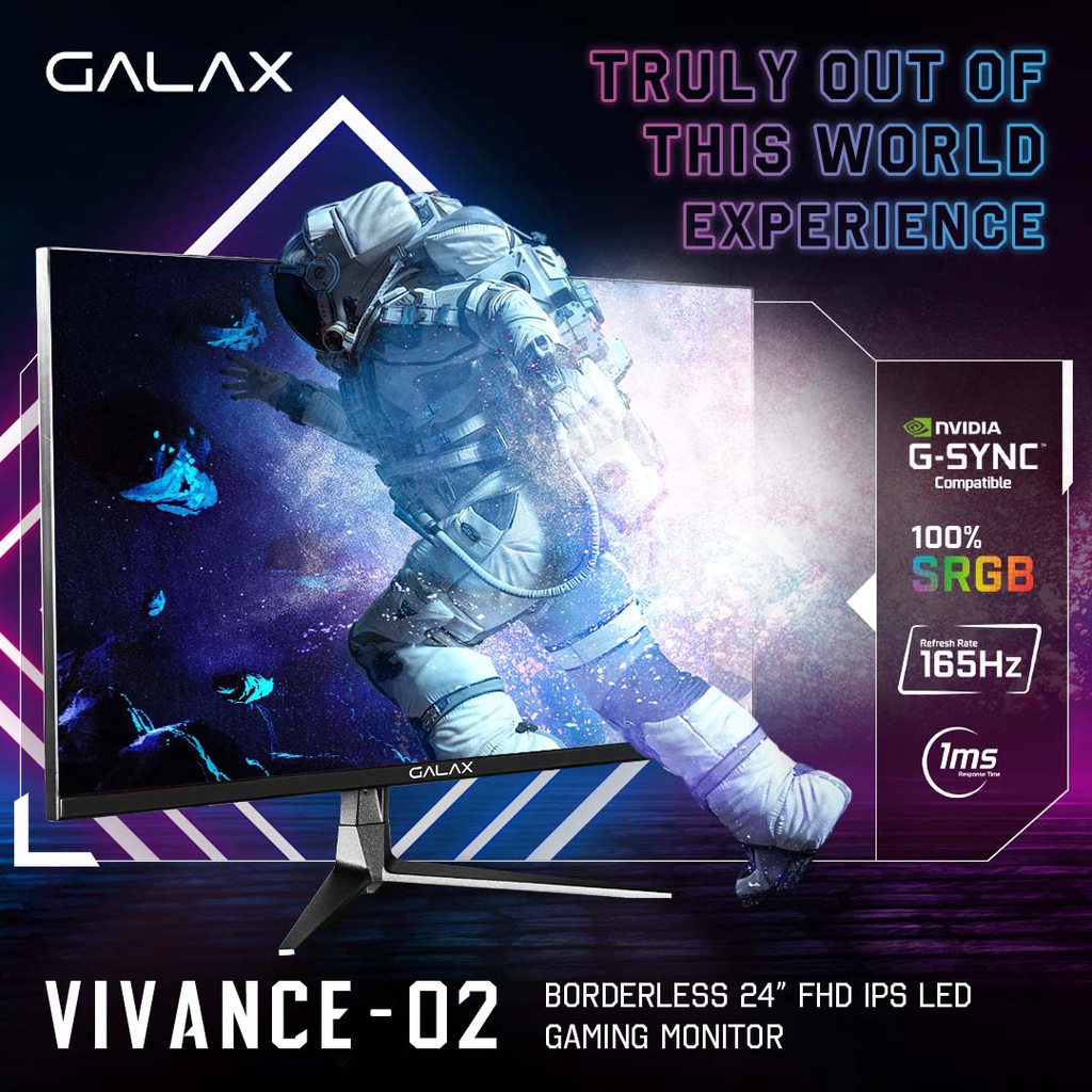 Monitor Led GALAX GAMING VIVANCE-02 24&quot; FullHD 165Hz 1ms IPS Port HDMI, DP