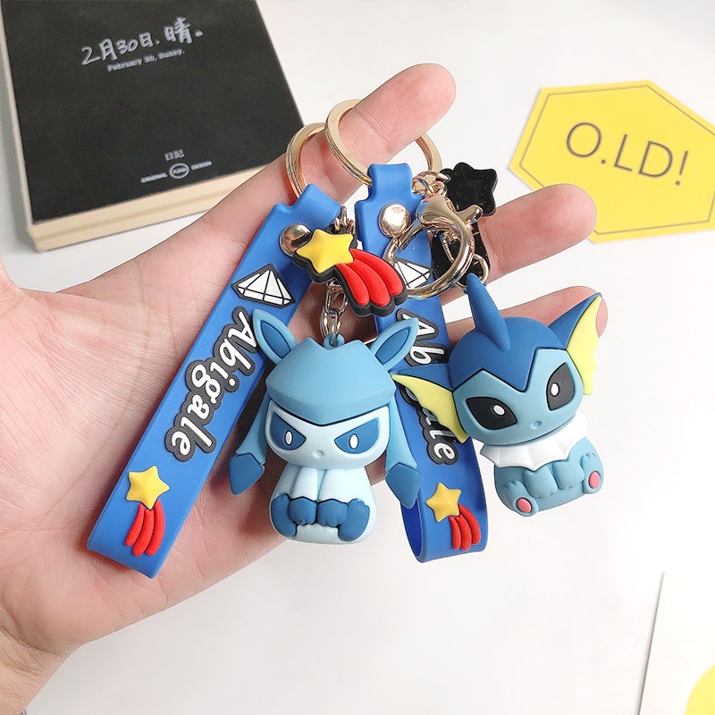 Gantungan Kunci Action Figure Pokemon Vaporeon Eevee Bahan PVC Untuk Hadiah Anak