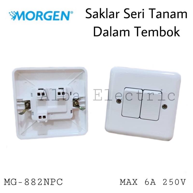 IB Saklar Seri MORGEN MG882NPC Saklar Double Switch Putih Saklar Seri Dalam Tembok