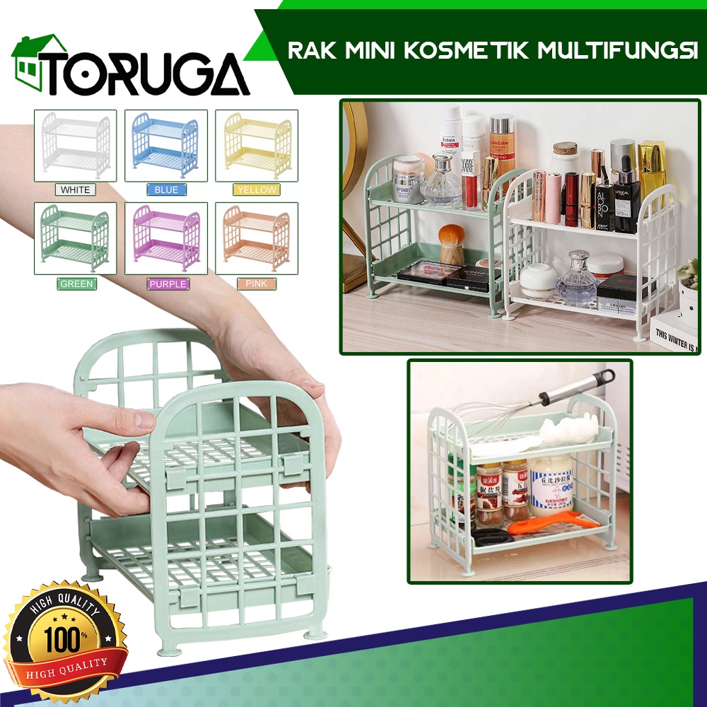 Rak plastik susun serbaguna dapur kosmetik meja desktop storage rumah - Abu-abu