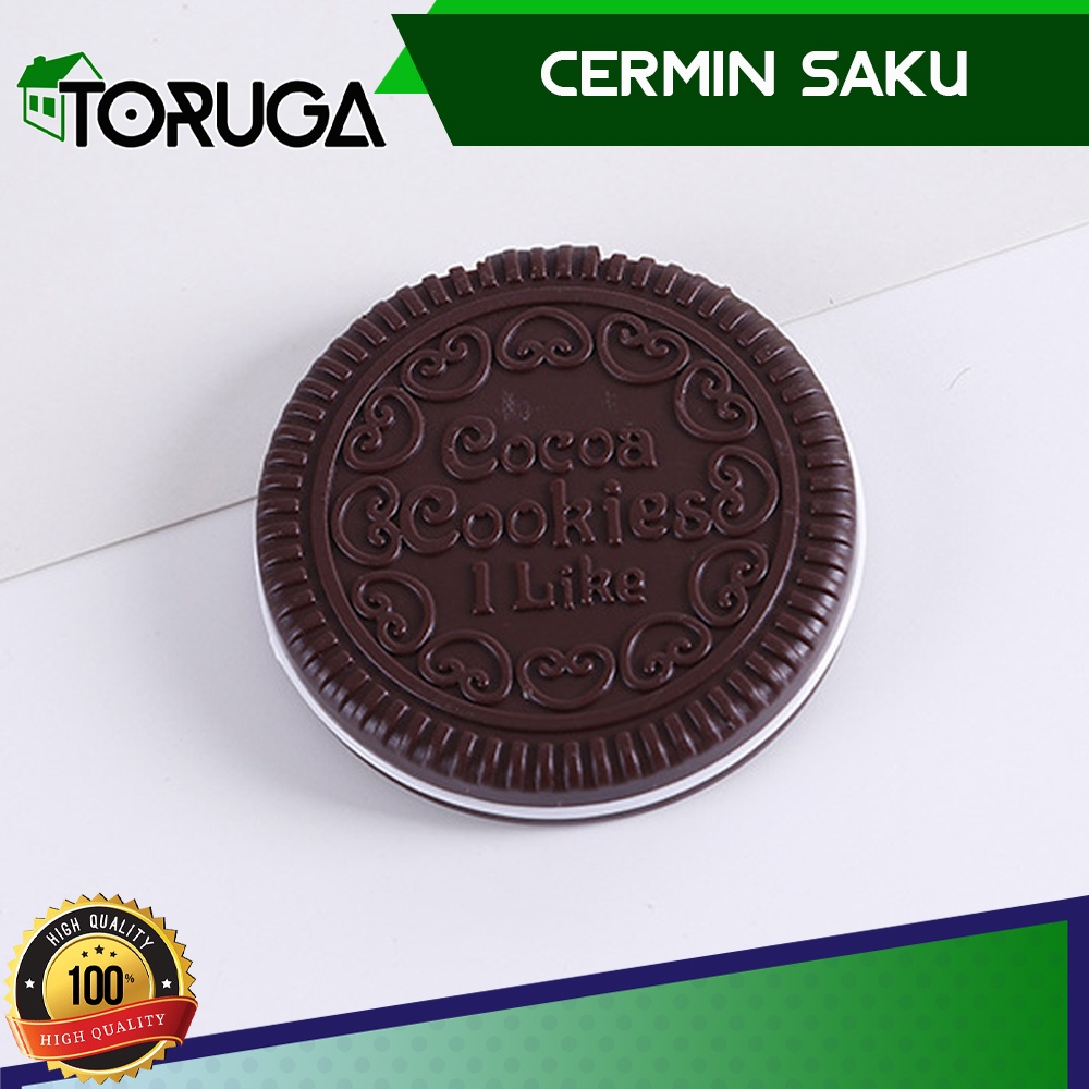 KACA RIAS CERMIN SAKU MAKE UP SAKU - POCKET MIRROR UNIK BISKUIT OREO