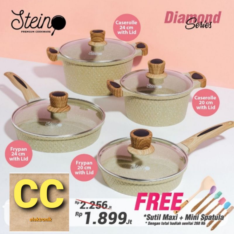 Paket Diamond Steincookware Stein Cook Ware Panci Wajan DIAMOND CASEROLLE FRYPAN free fryday/donut