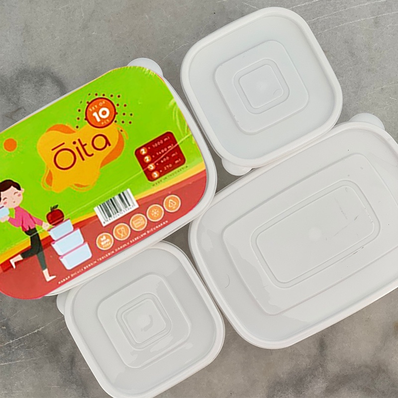 CALISTA OITA PUTIH BENING 10 PCS FOOD KONTAINER SET WADAH PENYIMPANAN MAKANAN KULKAS SET FOOD STORAGE KULKAS SET