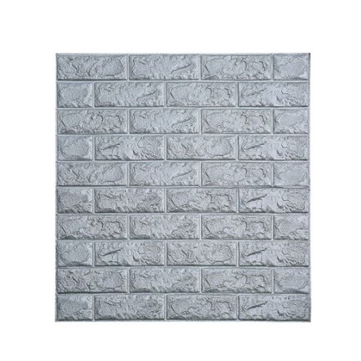 [COD] Wallpaper Bata sticker 3D Foam 3mm Warna Warni / Wallpaper sticker brick 3D Foam rekat anti air-Abu-Abu