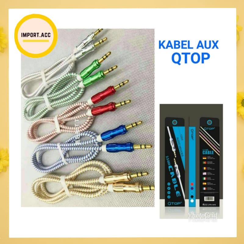 KABEL AUX 1M QTOP 1x1 / kabel audio QTOP 1x1 panjang 1M high quality