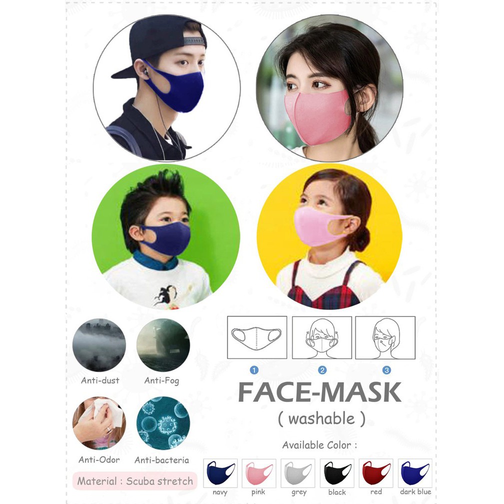 Masker Kain Korea Bahan Scuba Stretch Bisa Dicuci