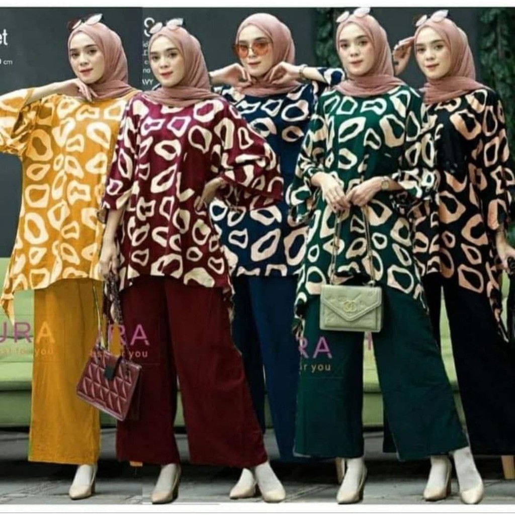 Madhumati.id Renata Saku Batiek Solo - Setelan CP Waka Batu - Setelan Jumbo - Set Batwing resleting 
