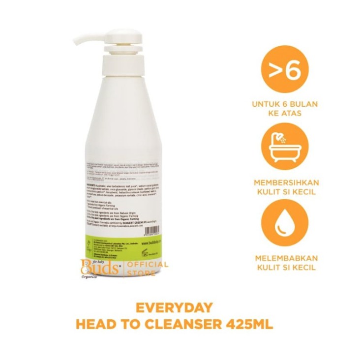 Buds Organic - Everyday Head to Toe Cleanser Pump 425ml