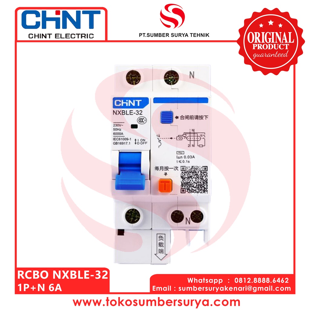 RCCB NXBLE-32 / NXBLE32 2P 6A Chint
