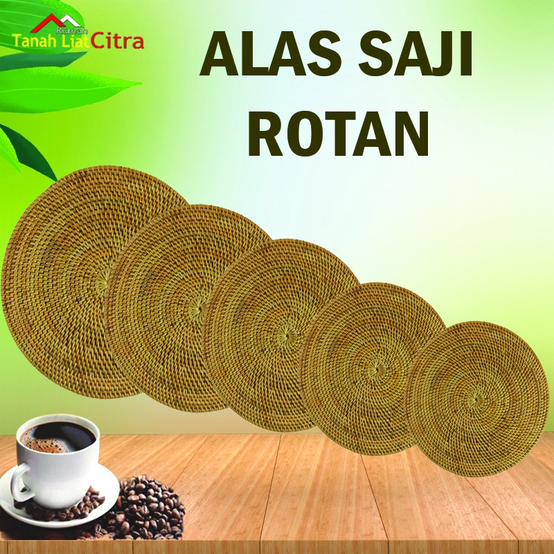 Jual Tatakan Gelas Bulat Anyaman Ketak Rotan Ate Rattan Webbing Coasters Handycraft 6317