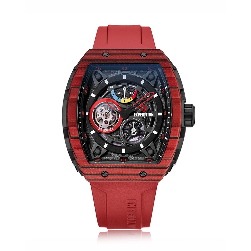 Jam Tangan Pria Expedition E 6782 6782 M E6782 6782M Red Carbon Titanium Limited Edition