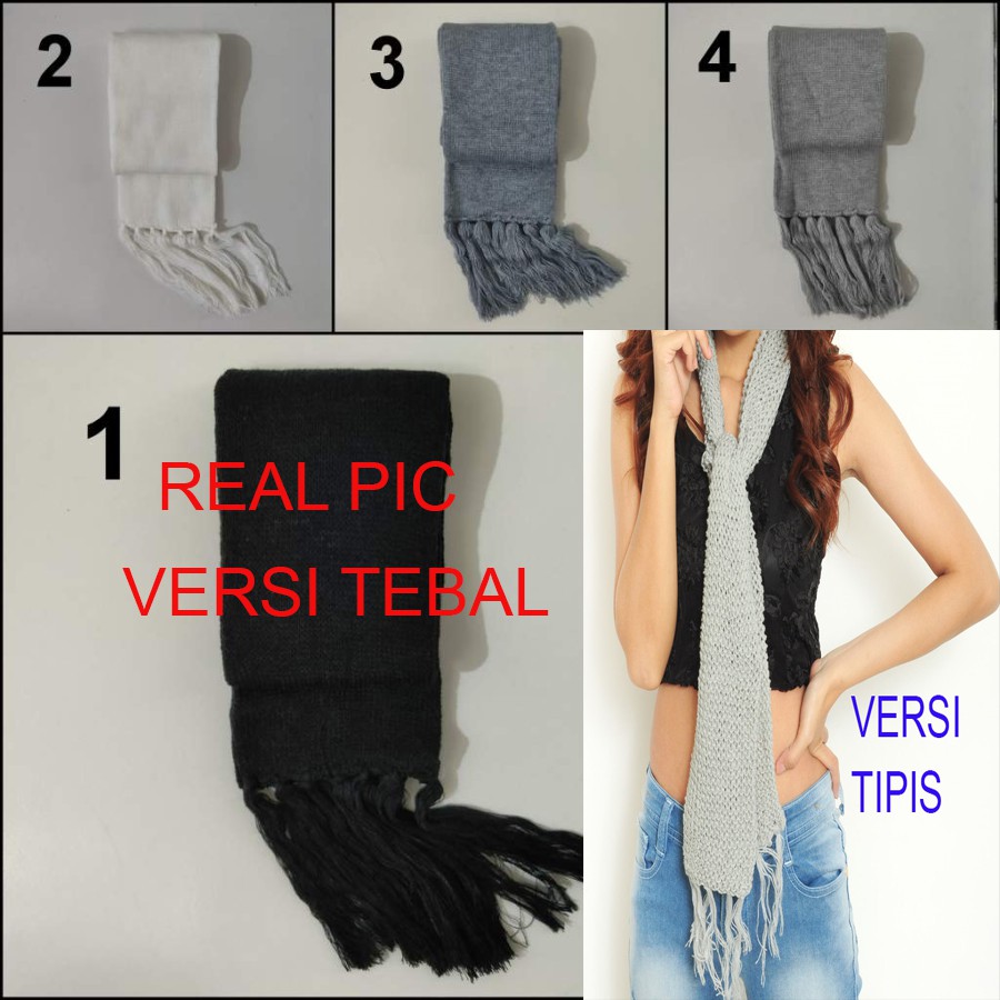 Syal rajut VERSI TEBAL dewasa scarf shawl sal polos