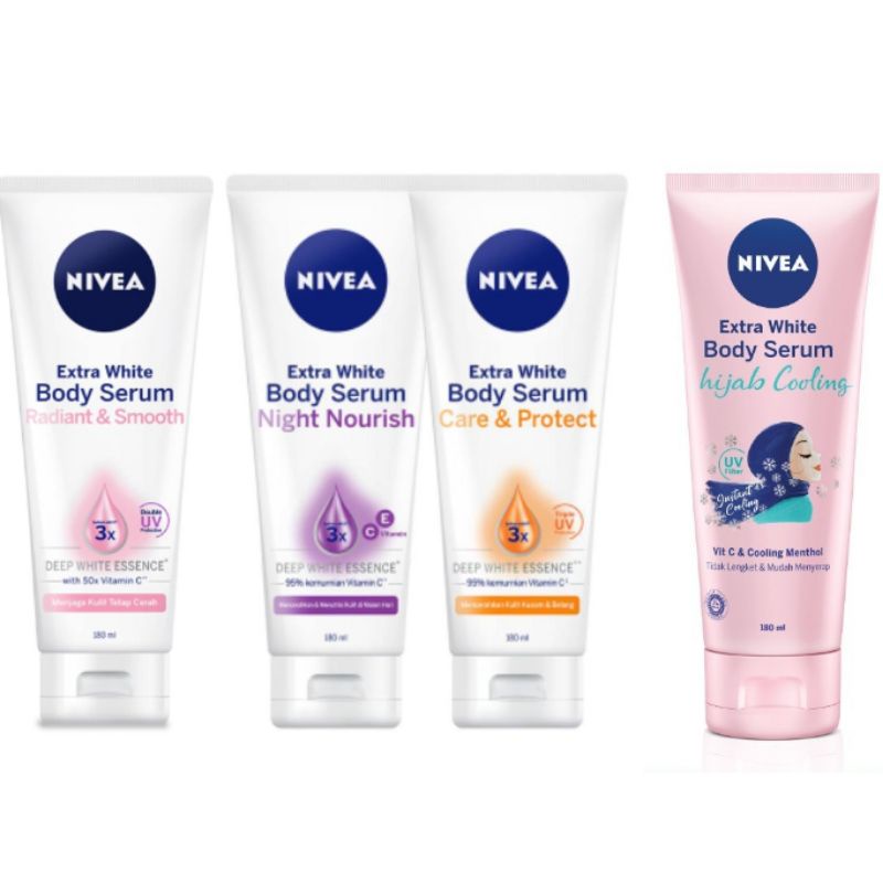 NIVEA Extra White Body Lotion 180 ml Care &amp; Protect Serum/Radian Smooth/Hijab/Night Nourish