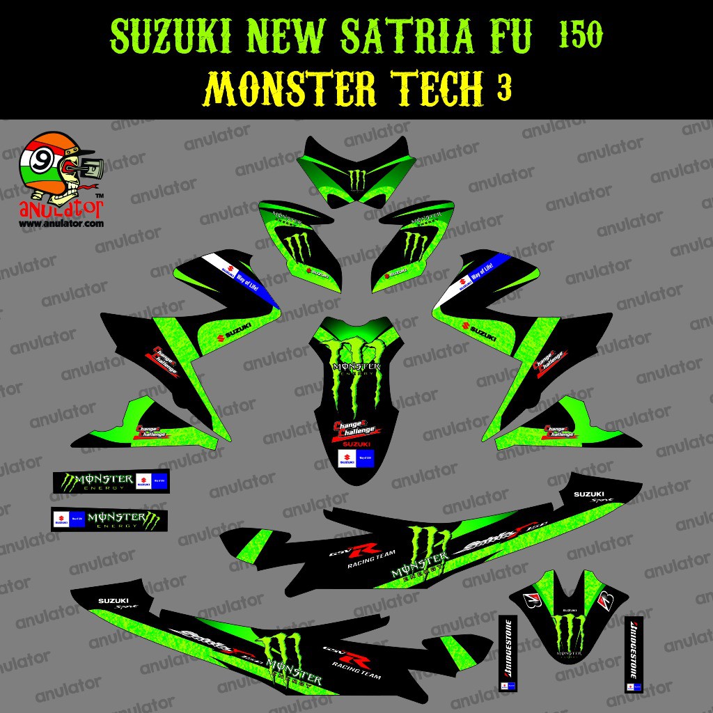Sticker Striping Motor Stiker New Satria Fu Monster Tech 3 Spec A