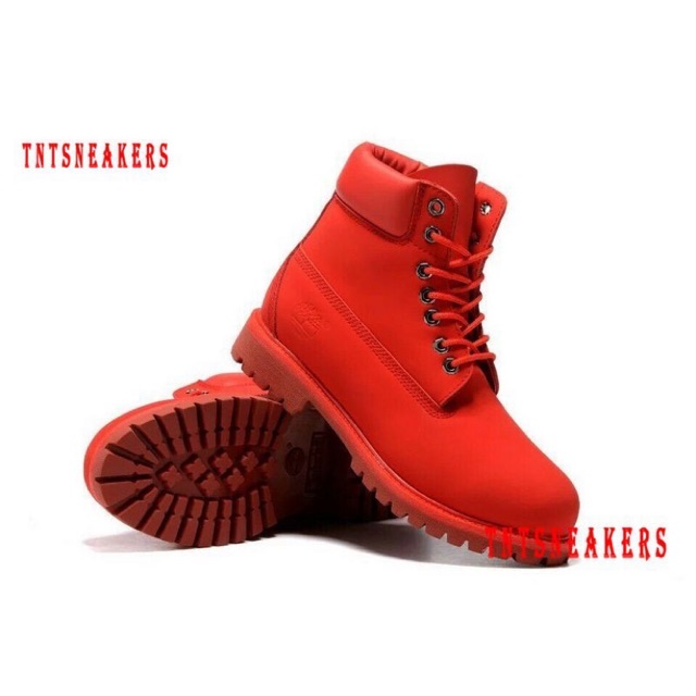 sepatu boots pria wanita timberland salju dingin winter merah orange rare limited edition eropa