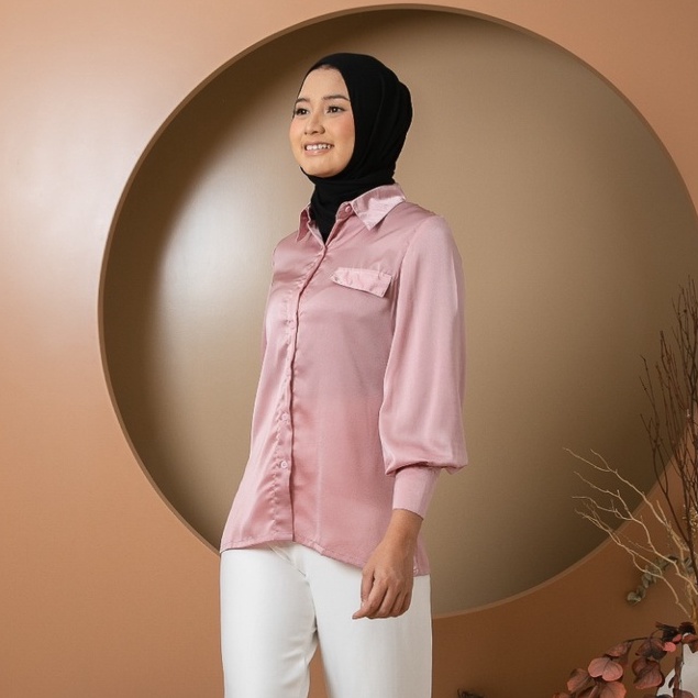 V296 Cella Satin Shirt - 4 COLOR &amp; 2 SIZE