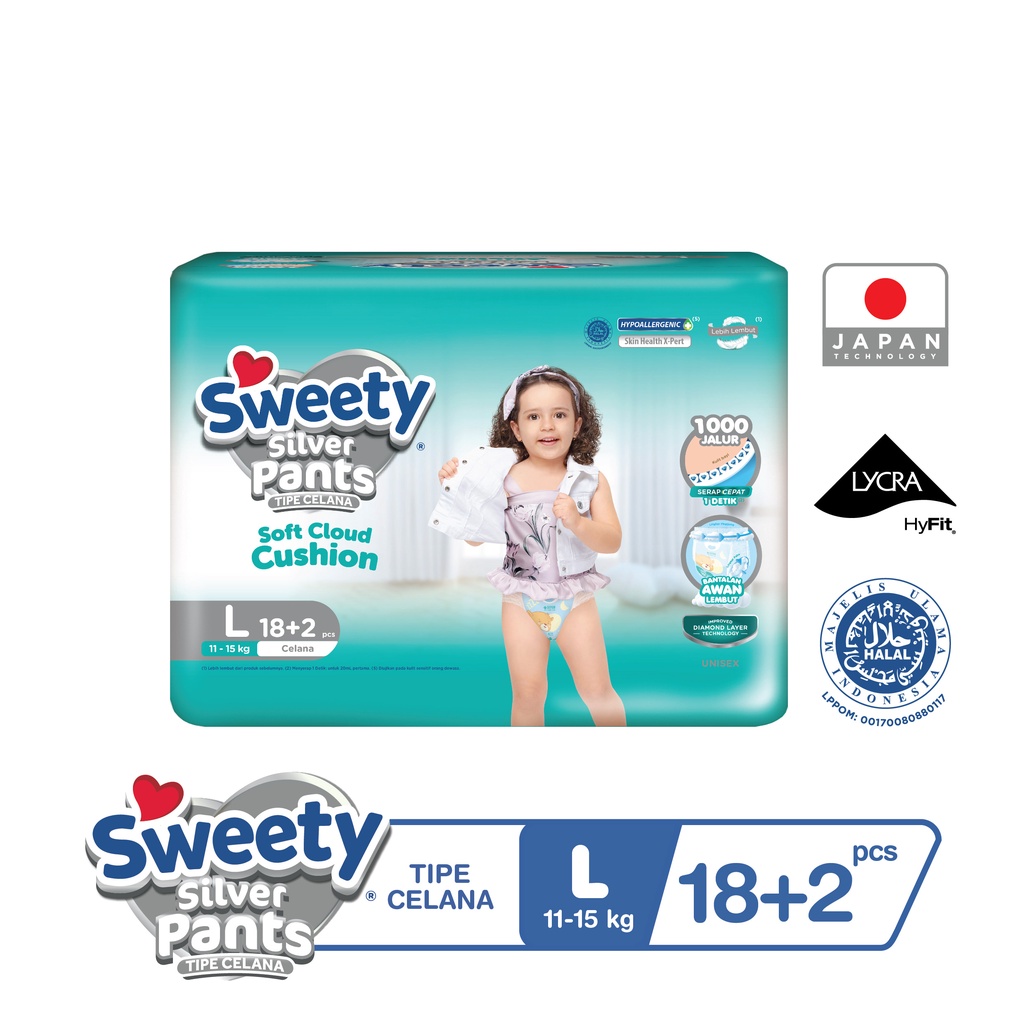 Promo Harga Sweety Silver Pants L18+2 20 pcs - Shopee