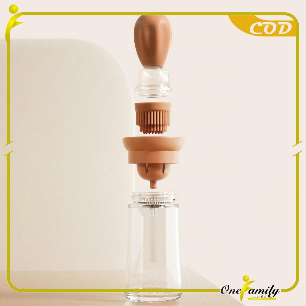 ZaraZu Botol Minyak Dapur Dengan Kuas Masak Silikon Kitchen Oil Bottle Unik Wadah Minyak Sayur Perlengkapan Dapur Rumah Tangga / Alat Masak