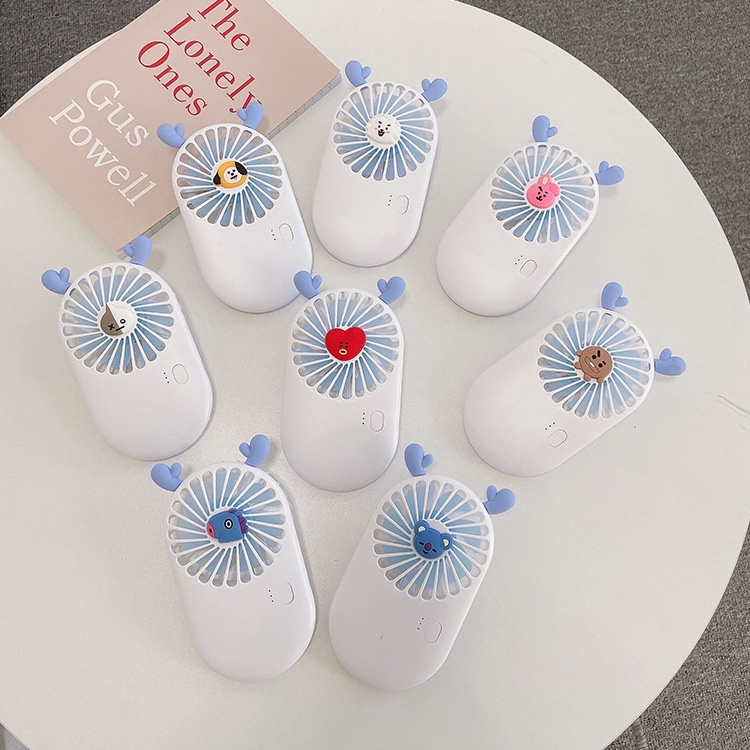 Kipas Angin Mini Fan Motif Kartun KPOP BTS TATA COOKY CHIMMY