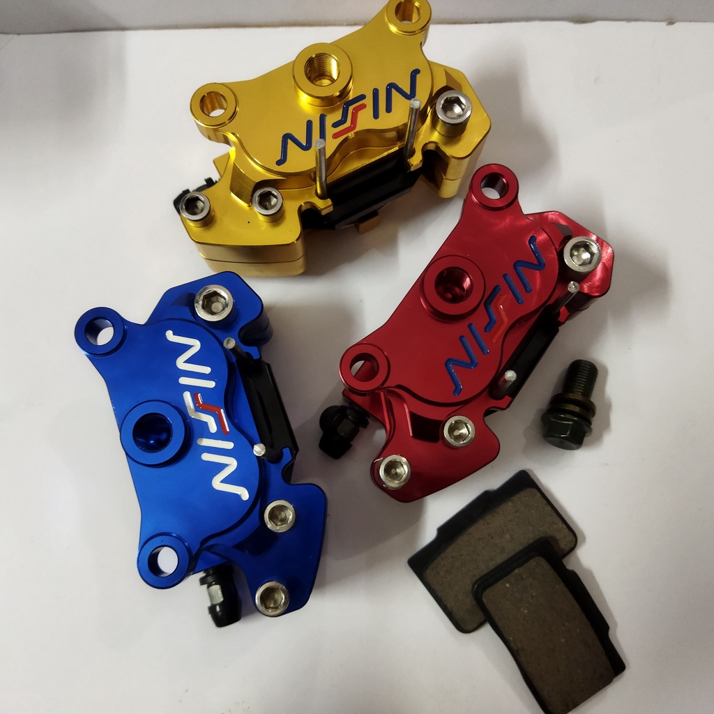 Caliper 4 PISTON MINI +double kampas kaliper rem cnc kepala babi rem motor