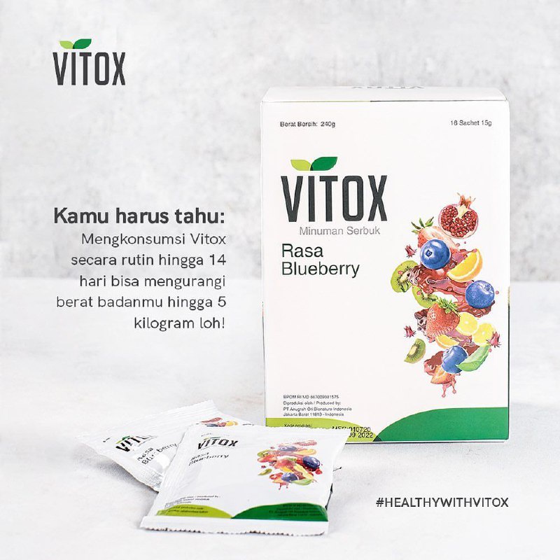 VITOX Minuman Diet Penurun Berat Badan Serat Buah Sayuran Detoks Tubuh  by VITOX INDONESIA 1 Box isi