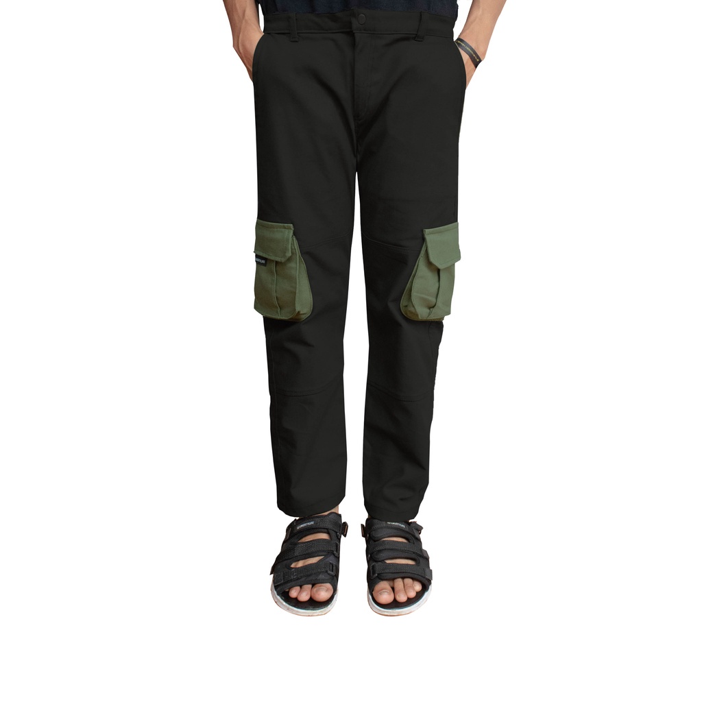Celana Panjang Cargo - Long Pants Cargo - Qwerty Life - Black Green